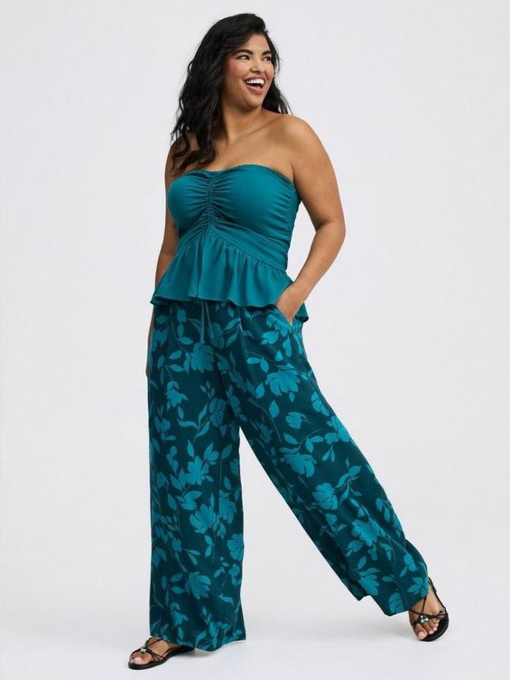 Torrid High-Rise Pull-On Wide-Leg Pants – Vanessa Floral Match To Paper – Size 0 - Picture 5 of 16